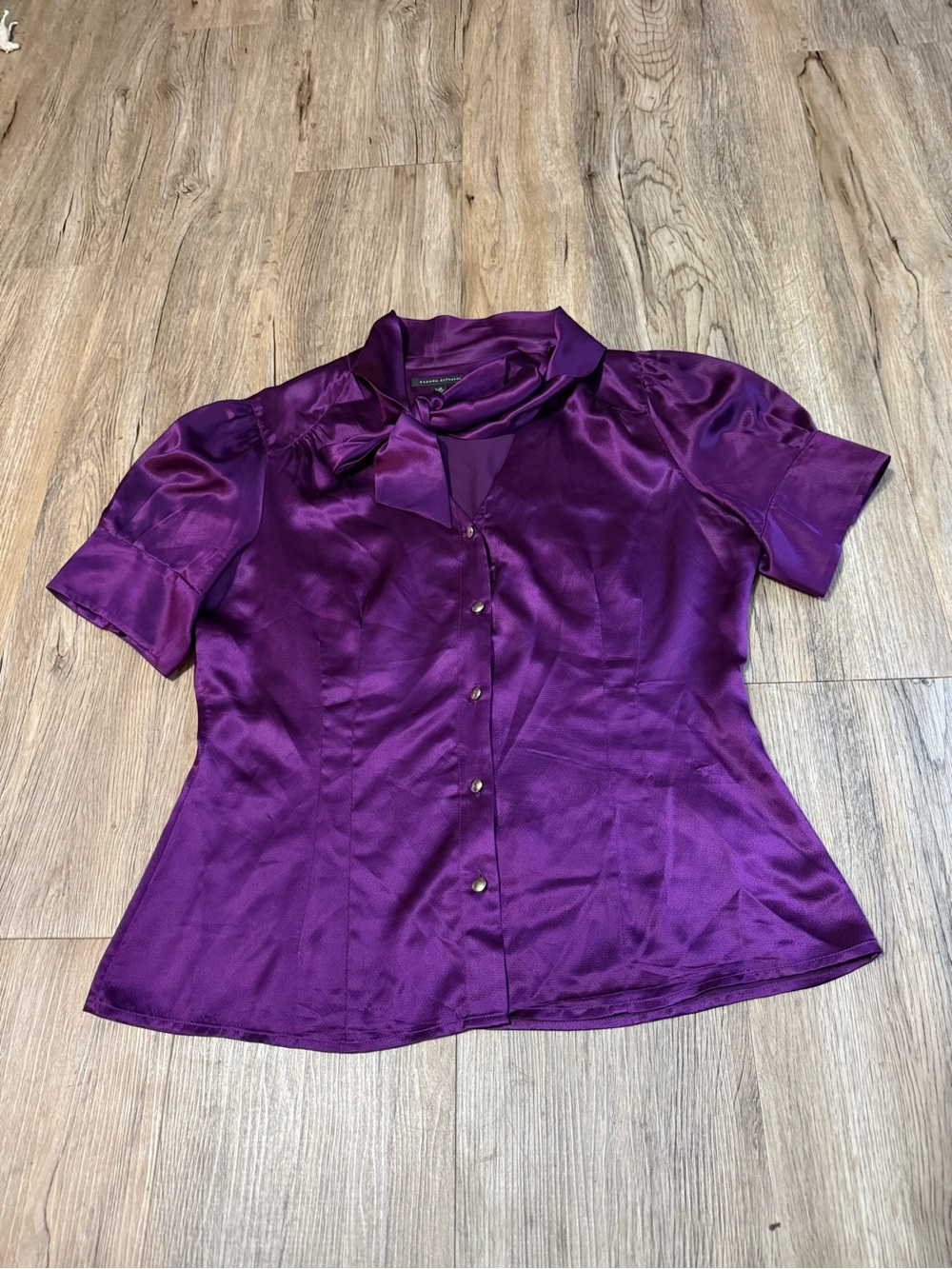 Banana Republic 100% silk purple button up blouse Y2K metallic large classic